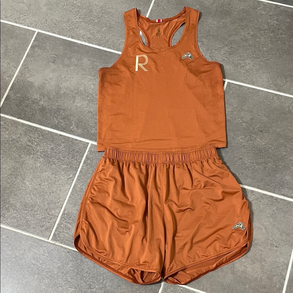 Tracksmith Athletic Shorts Set in Rust Orange